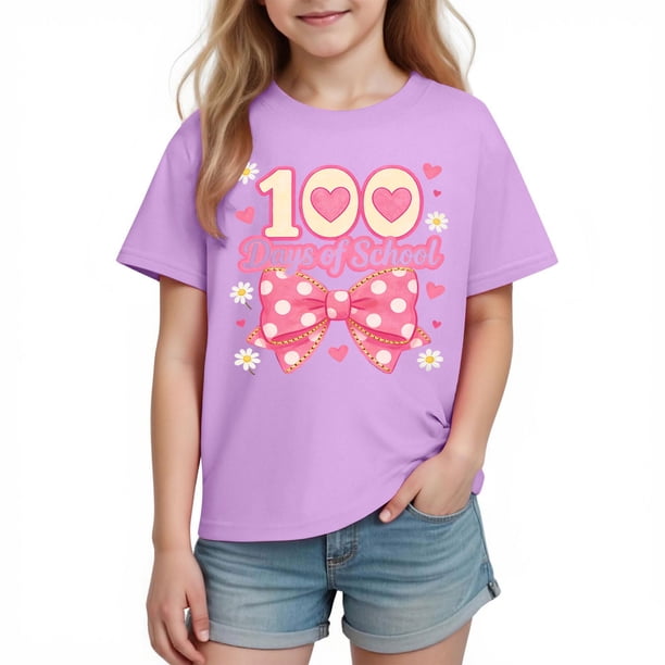 Camiseta de Manga Corta Linda para Niños Niñas Impresión Gráfica Escuela Temporada Casual Tee, Chicas Manga Corta Tops Ropa de Juego Suave Alternativa