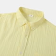 thumbnail image 6 of LIIPEE Men Shirts Casual Solid Color Short Sleeve Lapel Button Down Shirt With Pockets Male Fashion Texture Regular Fit Tops Comfortable Breathable Soft Daily Shirts,Yellow,M, 6 of 8