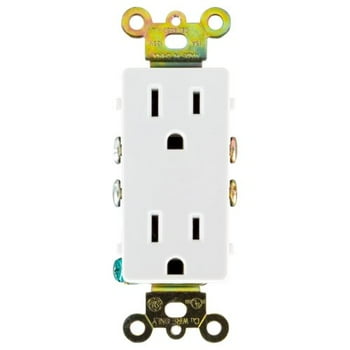 GE Grounding Designer Duplex Electrical Outlet, White 15A - 50727