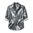 thumbnail image 4 of Zysthvn Fall Mens Shirts Casual Long Sleeve Vacation Man Tee Shirt Lightweight Button Lapel Printed Tops, 4 of 4