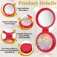 thumbnail image 3 of Uxcell 6 Pcs Mini Compact Travel Hair Brush, Round Folding Hairbrush Pocket Hair Brush with Mirror, Compact Massage Comb for Purse, Women Girls Travel Daily Use, Colorful Red, 3 of 7