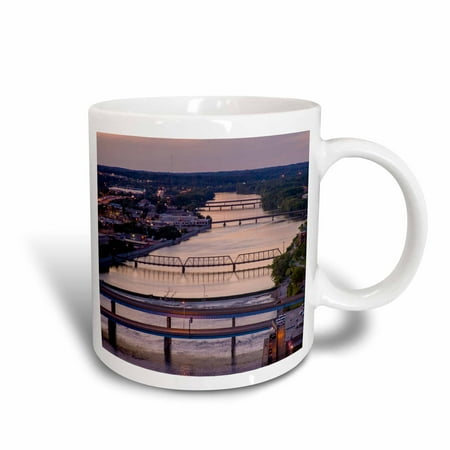 Foot Span Bridge - 3dRose Many bridges span the Grand River, Grand Rapids, Michigan, USA - Ceramic Mug, 11-ounce
