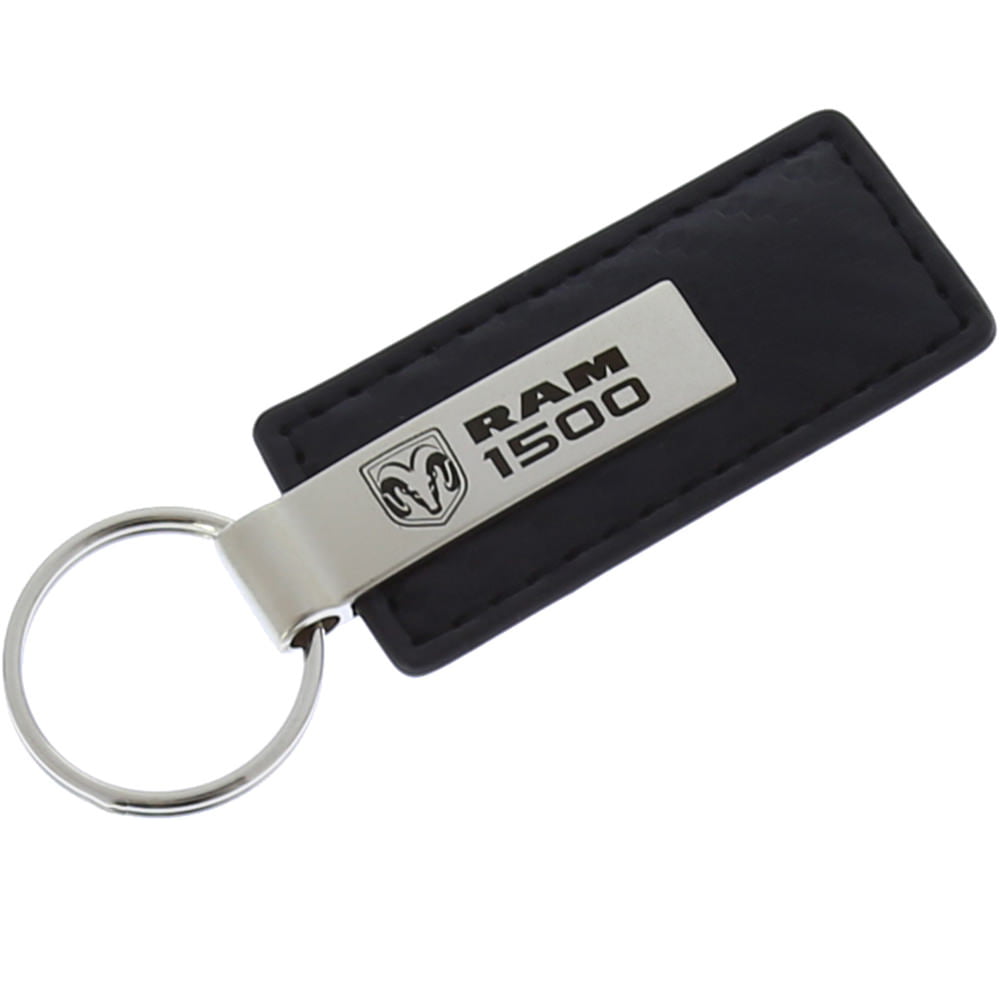 Brown Carbon Fiber Texture Leather Dodge RAM Keychain & Keyring 