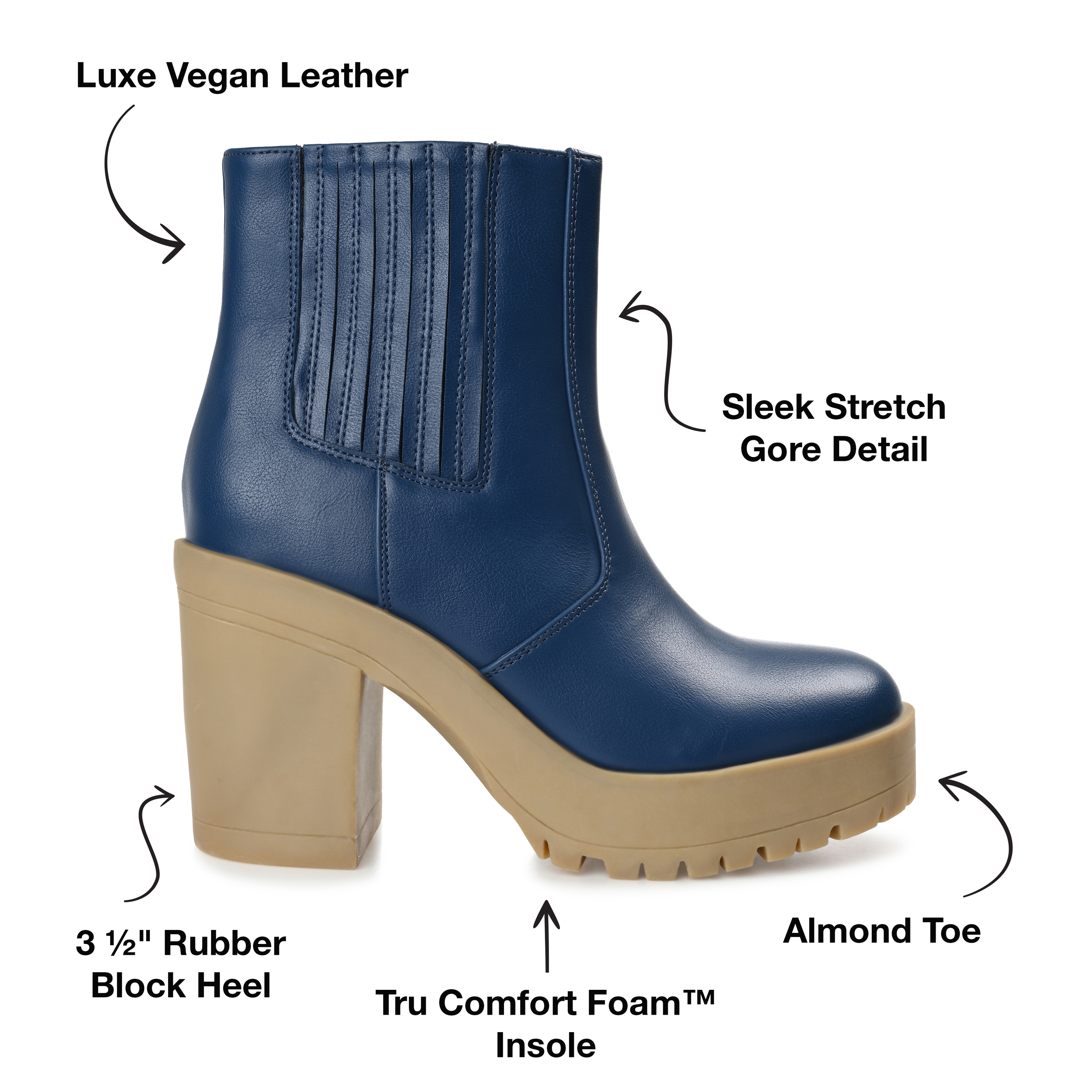 Journee Collection Womens Riplee Almond Toe Platform Ankle Booties