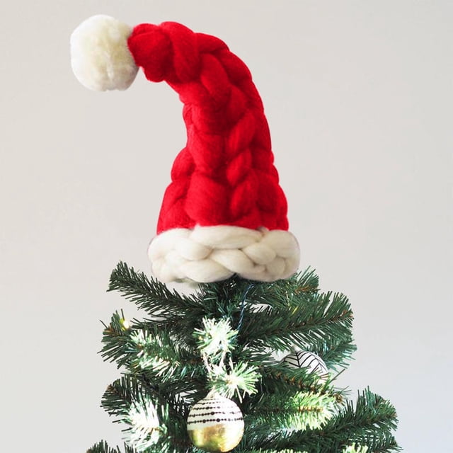 Birdeem Christmas Tree Decorations,Small Christmas Tree,Christmas Hat Chunky Wool Christmas Hat Christmas Tree Decoration Woolen Knit Hat Lollipop Bottle Hat,Mini Christmas Tree
