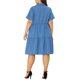 thumbnail image 4 of Vestido de mezclilla de mujer plus size Agnes Orinda con mangas cortas, botones y diseño fluido en capas 1X azul denim, 4 of 8