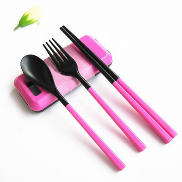 Advancent Vajilla plegable 3 en 1 ABS Juego de vajilla plegable Cubiertos Tenedor Palillos con caja de almacenamiento para acampar al aire libre Senderismo Kits de desorden para acampar No.2 Advancent OD009854-02