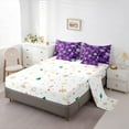 thumbnail image 5 of Manfei Chic Snowflakes Twin Bedding Sets 7 Pieces, Merry Xmas Christmas Bedding Comforter Set, Purple White Sheet Sets, Ultra Soft Home Decor, 5 of 8