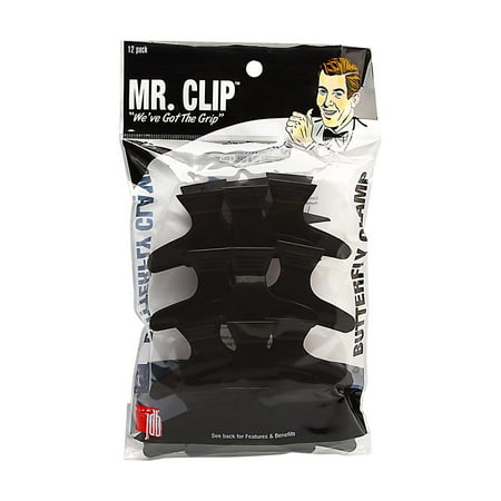 Small Crystal Butterfly Claw Clip - Mr. Clip 12-Pack 3 Inch Butterfly Clip Model No. 5125-BK - Black