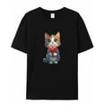 thumbnail image 7 of Cat Men's T Shirts Cat Holding Love T-Shirt for Men Crew Neck Tees Cotton Tops, Black, M, 7 of 7
