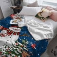 thumbnail image 3 of Christmas Snowman Throw Flannel Blanket 40x50In Pine Tree Leaf Deer Xmas Balls Navy Blue Super Soft Cozy Bed Blanket, Lightweight Plush Fuzzy Bed Throw for Bedroom Sofa Couch Living Room, 3 of 4