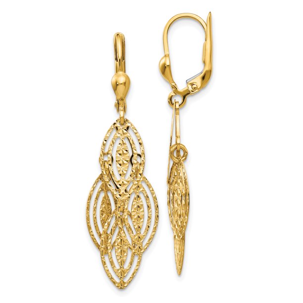 IceCarats 14k Yellow Gold Textured Drop Dangle Chandelier Leverback Earrings Lever Back