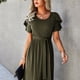 thumbnail image 3 of Vestido De Verano Para Mujer, Vestido De Manga Corta De Color Sólido Con Lazo En La Cintura, Suave Y Elegante Para Citas ANGGREK Otros, 3 of 8