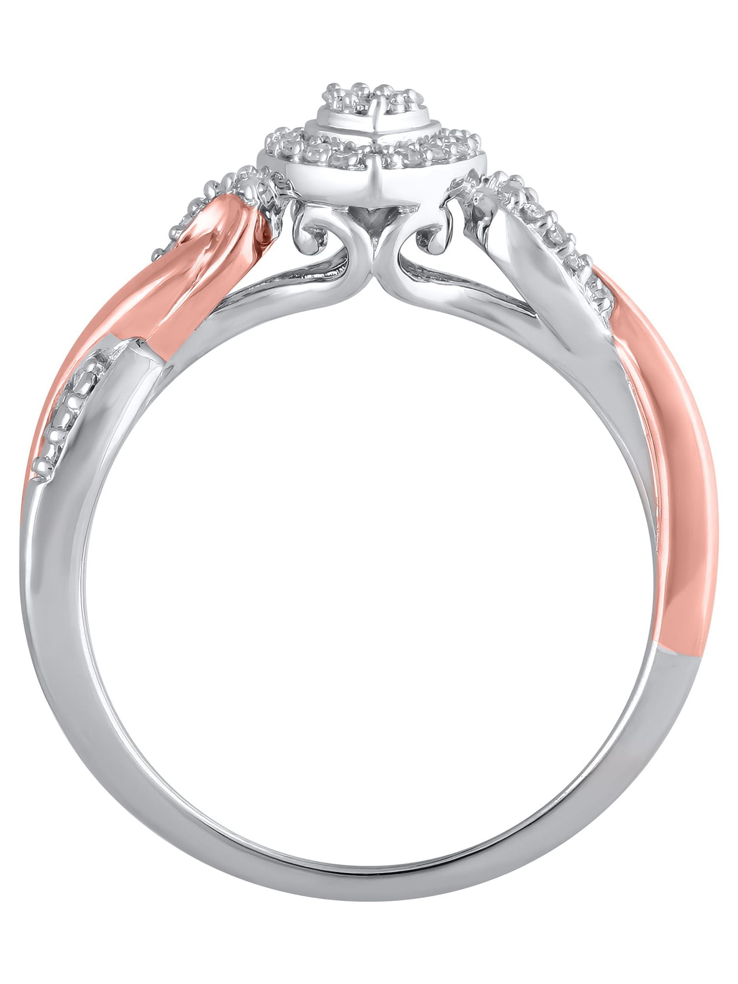 1/10 Carat T.W. (I3 clarity, I-J color) Hold My Hand Diamond Heart Promise Ring in Sterling Silver with 14K Rose Gold Plating, Size 7