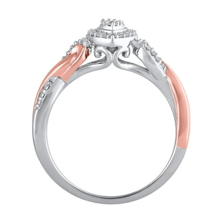 1/10 Carat T.W. (I3 clarity, I-J color) Hold My Hand Diamond Heart Promise Ring in Sterling Silver with 14K Rose Gold Plating, Size 7