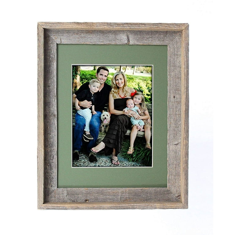 BarnwoodUSA 11 by 14 Inch Signature Picture Frame for 8 by 10 Inch Photos -  100% Reclaimed Wood, Dill Mat 