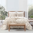 thumbnail image 6 of Mainstays Iris Leaf Stitched Quilt, King, Beige, Reversible Lightweight Bedding, 6 of 9