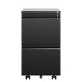 thumbnail image 2 of Lockable Metal Rolling File Cabinet With 2 Drawers - Fits Legal/letter/a4 Docs, Fully Assembled Black Office Addition Drawer Mobile Security Lock Stores Files, Unit, 2 of 6