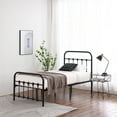 thumbnail image 2 of Canddidliike Twin Size Bed Frame with Curved Frame Bed Head and Shell Decoration - Black, 2 of 10
