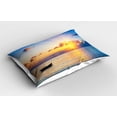 thumbnail image 2 of Ambesonne Ocean Pillow Sham 2 Pack, Rising Sun Sea Maldives, 36"x20", Blue Coral Yellow, 2 of 3