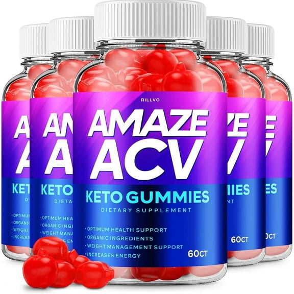 5 Pack Amaze Keto ACV Gummies Amaze Advanced Formula Apple Cider Vinegar Keto Gummies Dietary Support Supplement 300 Gummies