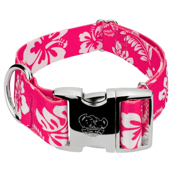 Country Brook Petz® 1 1/2 inch Premium Pink Hawaiian Dog Collar, Large