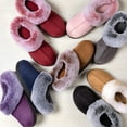 thumbnail image 3 of HomeTop Women's Classic Microsuede Memory Foam Slippers Durable Rubber Sole with Warm Faux Fur Collar, 3 of 7