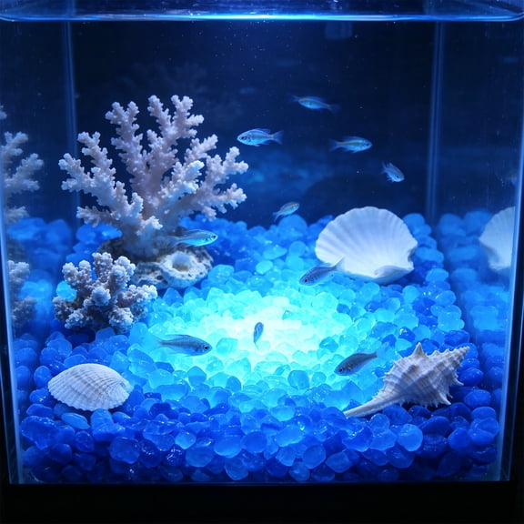 Weloille Glow in Dark Aquarium Gravel, 100Pcs 0.16-0.3 Inch Fluorescent Pebbles, Long Lasting Luminous, Non-Toxic Water Safe, for Fish Tank Garden Yard Decoration
