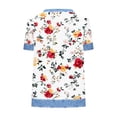 thumbnail image 4 of Women's Short Sleeve Tees Plus Size Lapel Crew Neck Denim Patchwork Waffle Pullover Tops Casual Loose T Shirts (XL, Red), 4 of 5