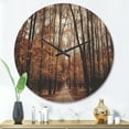 thumbnail image 2 of Designart 'Road in Golden Autumn Forest ' Modern Wood Wall Clock, 2 of 5