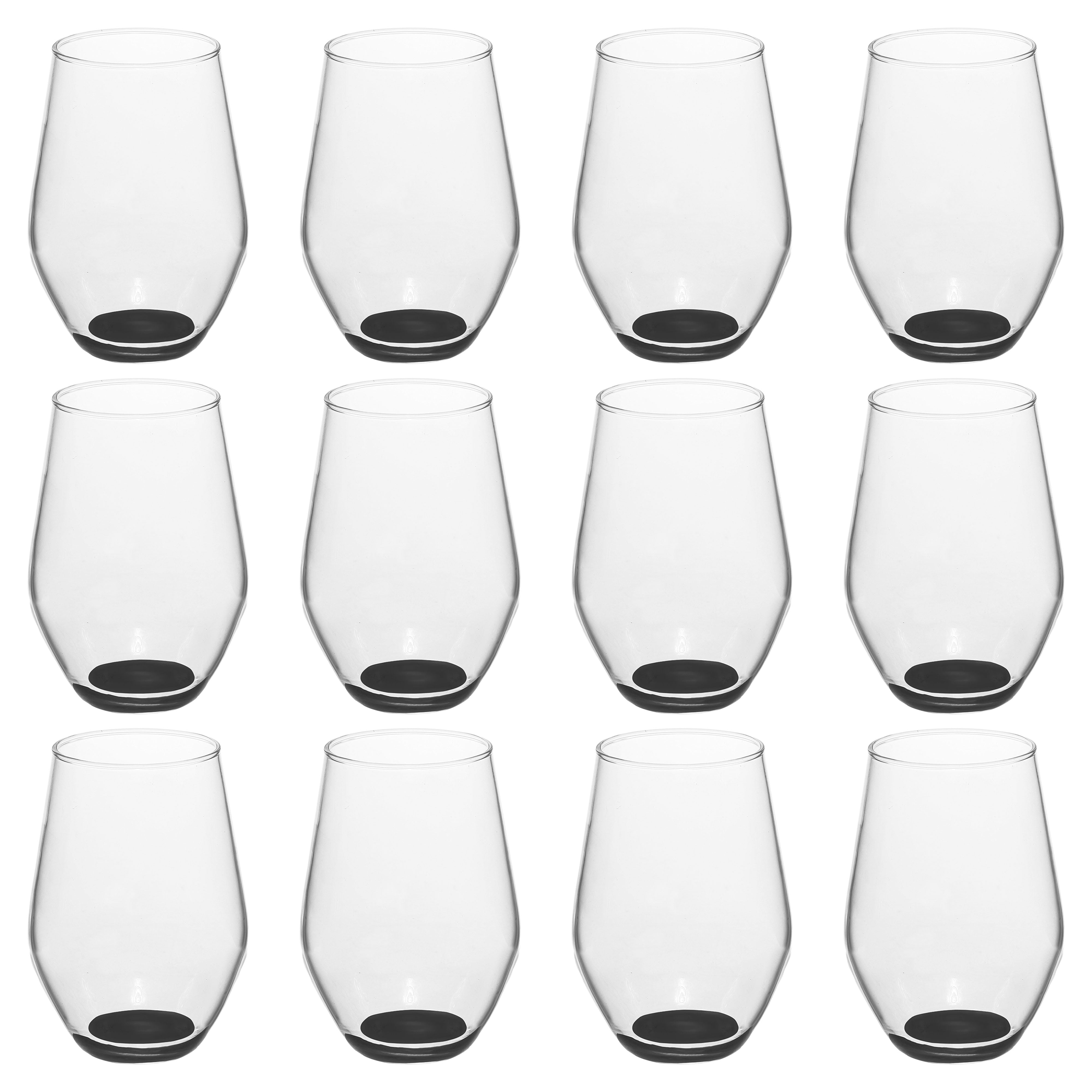 Concerto Stemless Wine Glasses 11 oz. Set of 12, Bulk Pack Restaurant