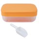 thumbnail image 1 of Molde para hacer cubitos de hielo flexible y reutilizable, bandeja redonda de fácil liberación para cubitos de hielo con contenedor con tapa, color naranja de varias capas, 1 of 10
