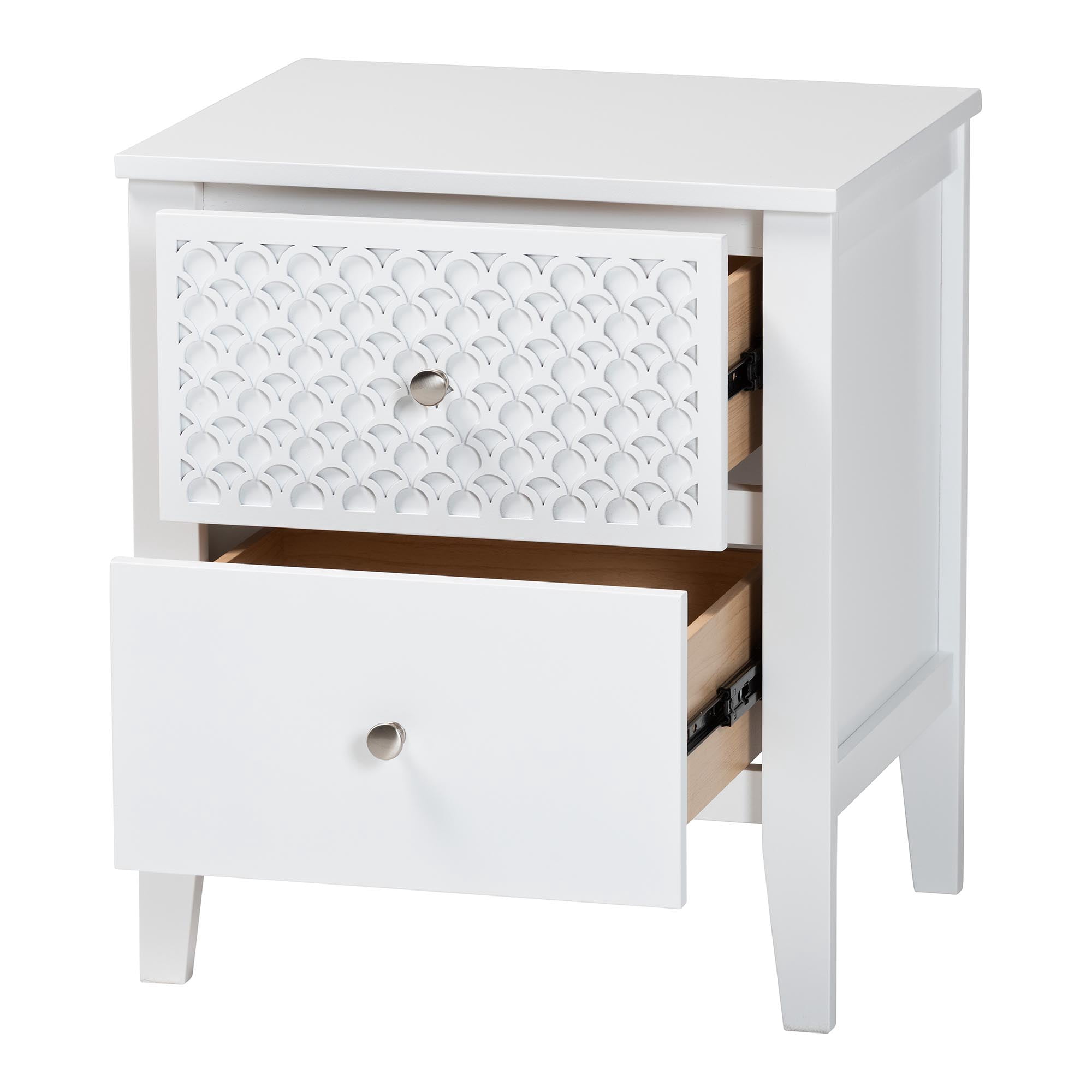 Baxton Studio Lara Modern Nightstand, 2-Drawer, White