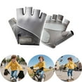 thumbnail image 2 of Kids Teen Half Finger Gloves Non Grip for Bike Riding Scooter Outdoor Sports Youth Fingerless Sports Gloves Grey 6 Years-8 Years, 2 of 4
