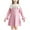Pink, variant on HAiming Girls Dresses Long Sleeve Bow Collar Casual Color Block Trendy Dress School Uniform Elegant Outfit