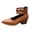 Brown, variant on Women Pointed Toe Chunky Heel Dress Shoes Three Adjustable Straps Embossed Upper Back Zipper Spring Summer Vintage Shoes,Brown