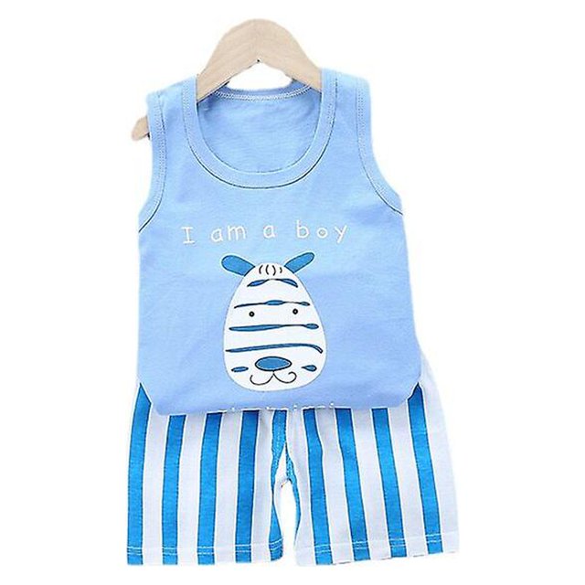 12M 55Sky BlueSummer Cute Cartoon 2pcs Niños Bebé Niños Niñas Chaleco de dibujos animados Top Shorts Pantalones Conjunto Ropa Niños Pijamas Niñas Ropa Conjuntos esquí esquí Gafas de esquí