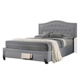 thumbnail image 3 of Sey California King Bed w Storage Drawer, Light Gray Burlap Upholstery, 3 of 7