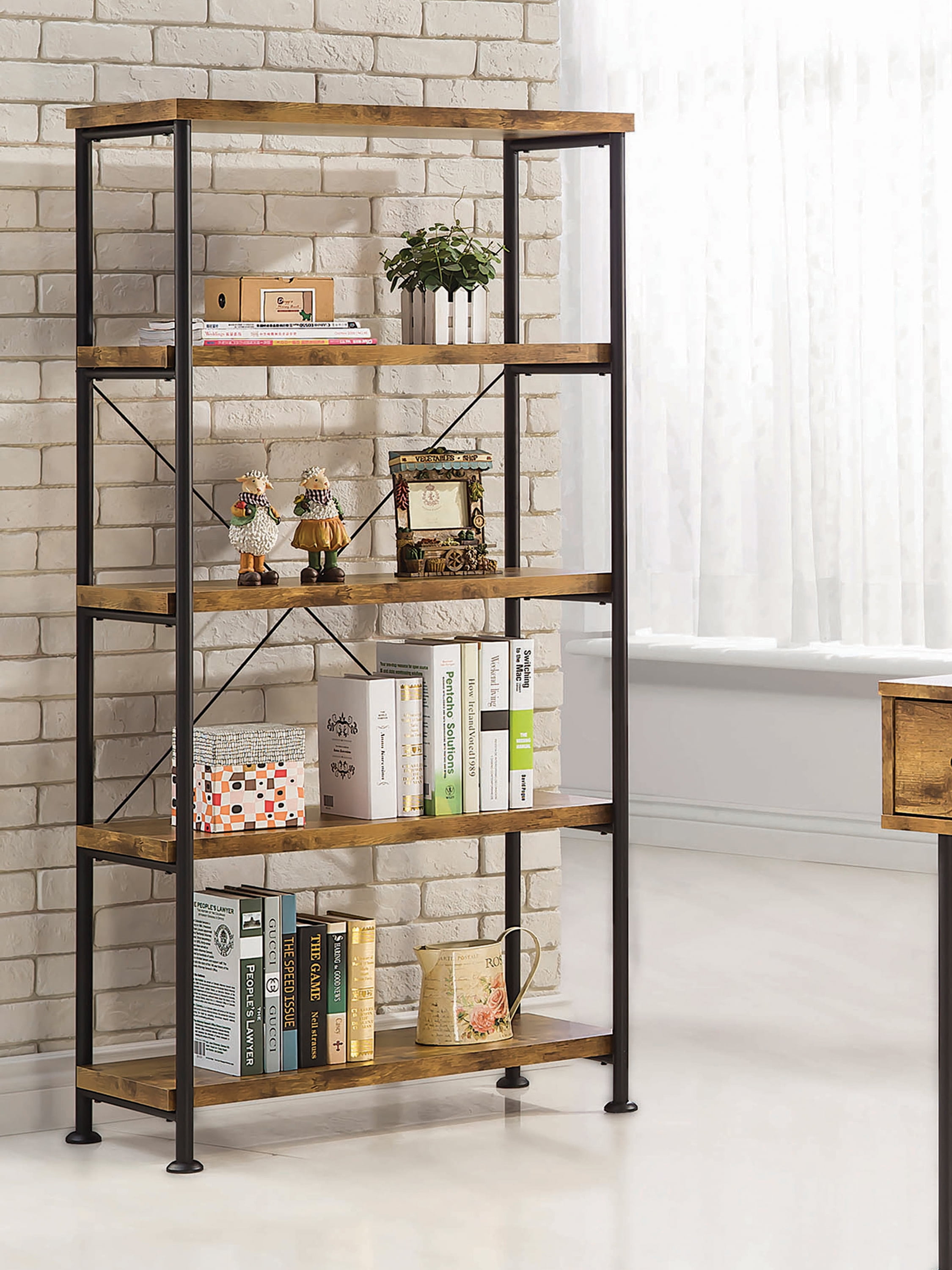 Analiese 4-shelf Bookcase Antique Nutmeg