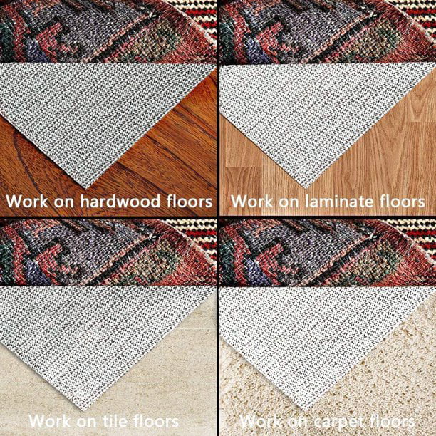 Aurrako Non Slip Rug Pads for Hardwood Floors,2x3 Feet Rug Gripper Anti Slip Rug Mat for Carpeted Vinyl Tile Floors with Area Rugs,Runner Anti Slip Skid Open Wave