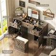 thumbnail image 5 of Gurexl 3-in-1 Vanity Desk with 3-Color Lights and Mirror,47.2" W Makeup Vanity Set with Charging Station,LED Compact Dresser-Vanity with 3 Drawers,2 Cabinets,Chair,Dressing Table for Bedroom, 5 of 9