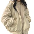 thumbnail image 2 of Baberdicy Women's Jacket, Double Sided Thick Fleece Hooded Parka , Reversible Jacket, Hooded Winter Coat, Two-Tone Layer Beige L, 2 of 5