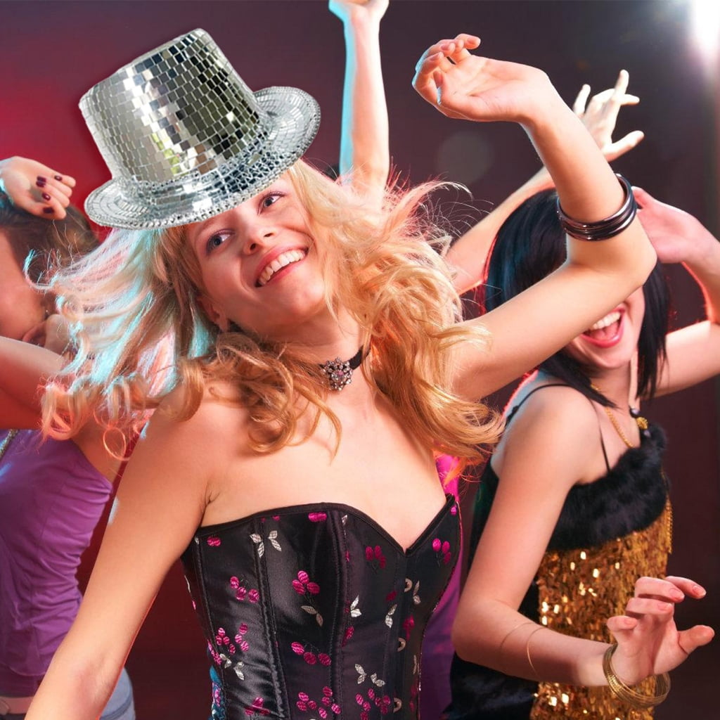 WINDLAND Sparkly Mirrored Panama Hat Reflective Top Hat for Bachelorette Party