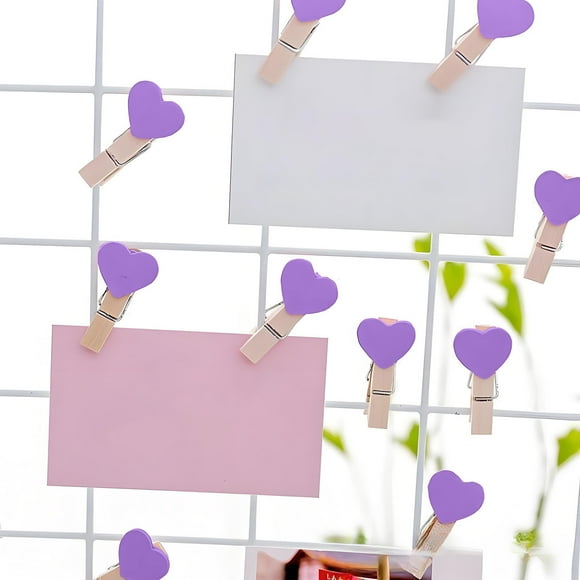 Clips Photo en Bois en Forme de Cœur pour Décoration Murale de la Saint-Valentin, Clips à Mémoire Suspendus Romantiques – Lot de 10 Pinces Décoratives en Bois pour Photos Notes Emballage Cadeau Affichage sur Tableau d'Affichage