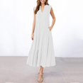 thumbnail image 6 of GaThRRgYP Women's Sleeveless V-Neck Dress for Summer,Women's Fashion Casual Solid Color V-Neck Pullover Sleeveless Pullover Long Dress White XL, 6 of 8