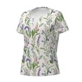 thumbnail image 2 of Naloa Wisteria Flower Print T-Shirts Short Sleeve V Neck Tees for Women Fashion Tops Trendy Lightweight Soft Casual Summer Outfits Clothes, 2 of 5