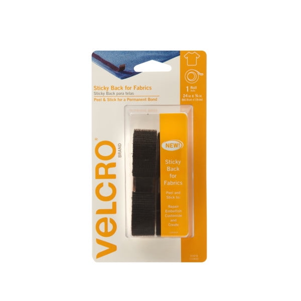 VELCRO Brand For Fabrics | Sew On Fabric Tape for Alterations and Hemming | No Ironing or Gluing | Ideal Substitute for Snaps and Buttons | 24in x 3/4in Roll Black
