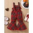 thumbnail image 4 of Baby Summer Clothes 6M 12M 18M 24M 3Y 4Y Toddler Romper Kids Girls Suspender Pants Vintage Elastic Waist Plaid Flare Pants Casual Jumpsuit, 4 of 10