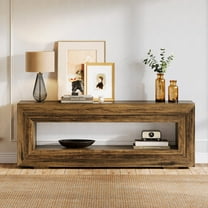 Tribesigns 63 in. Brown Rectangle Engineered Wood Console Table with Shelf