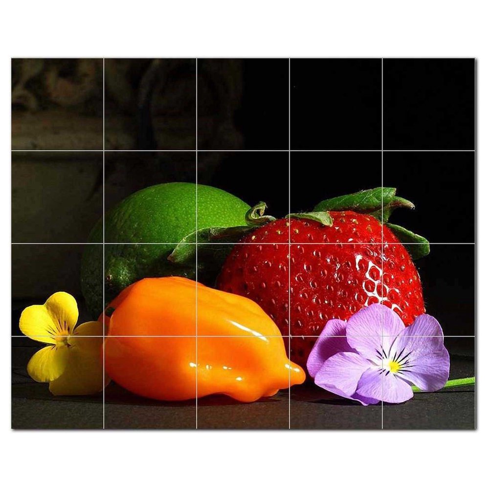 Fruits Vegetables Ceramic Tile Mural Kitchen Backsplash Bathroom Shower